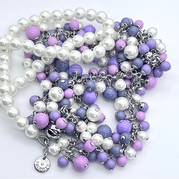 Talbots Jewelry - Talbots Pearl+Purple Beaded Long Statement Necklace